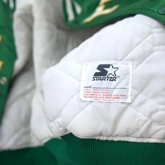 Vintage 90s Starter Boston Celtics Satin Bomber Jacket Mens XL